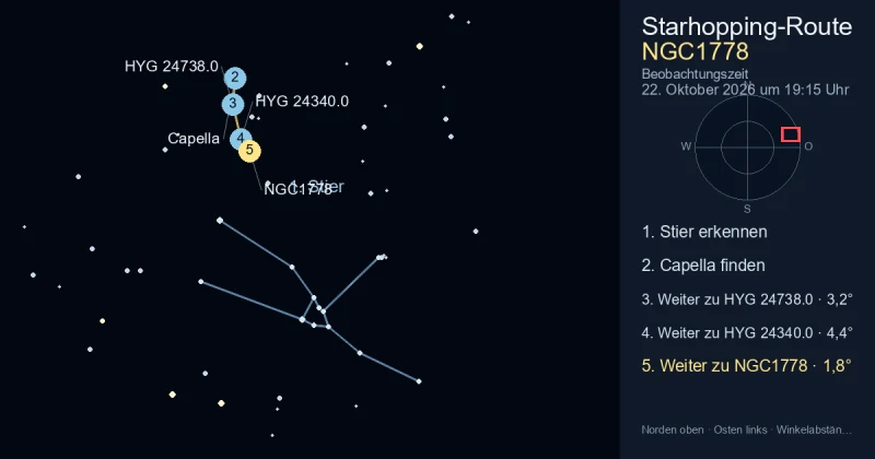 So findest du NGC1778 mithilfe von Stier