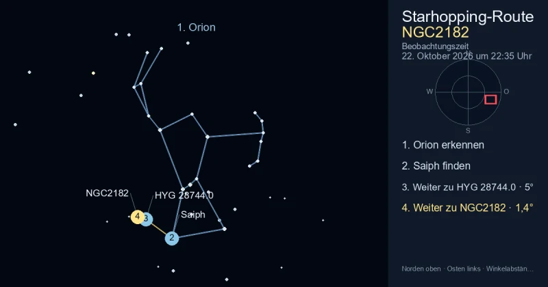 So findest du NGC2182 mithilfe von Orion