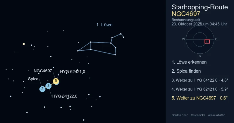 So findest du NGC4697 mithilfe von Löwe