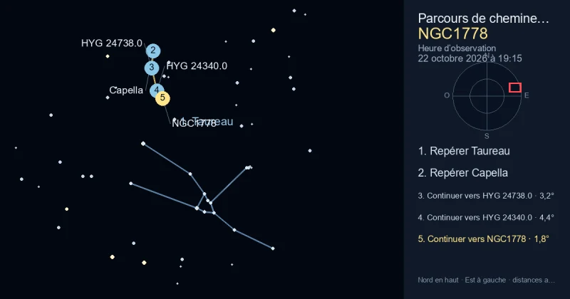 Comment trouver NGC1778 avec Taureau