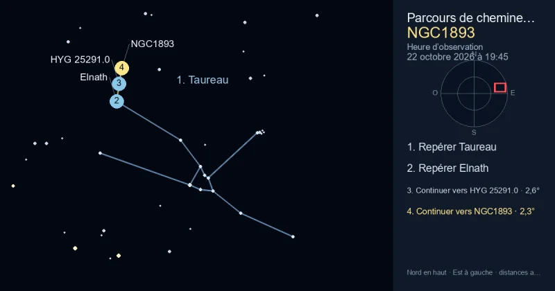 Comment trouver NGC1893 avec Taureau