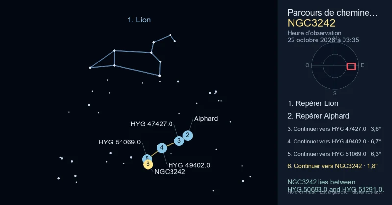Comment trouver NGC3242 avec Lion