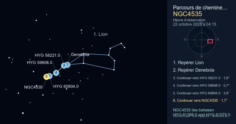 Comment trouver NGC4535 avec Lion