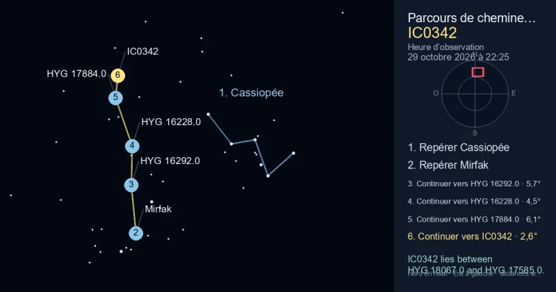 Comment trouver IC0342 avec Cassiopée