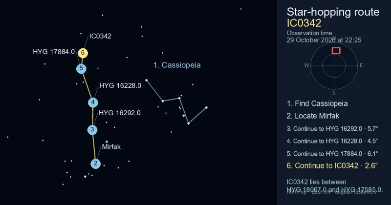 How to find IC0342 using Cassiopeia