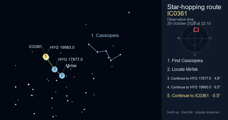 How to find IC0361 using Cassiopeia
