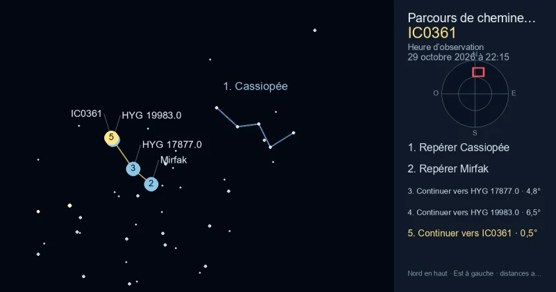 Comment trouver IC0361 avec Cassiopée