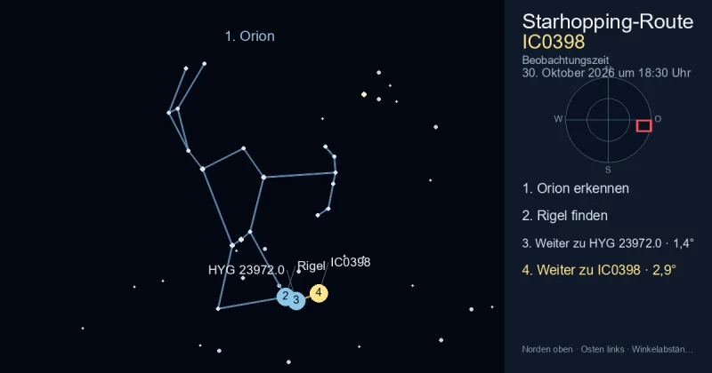 So findest du IC0398 mithilfe von Orion