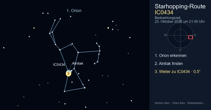 So findest du IC0434 mithilfe von Orion