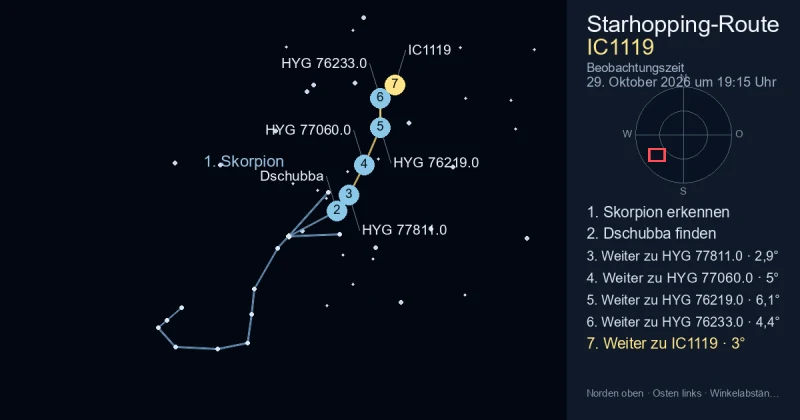 So findest du IC1119 mithilfe von Skorpion