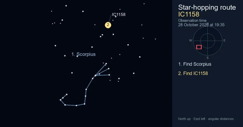 How to find IC1158 using Scorpius
