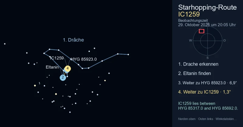 So findest du IC1259 mithilfe von Drache
