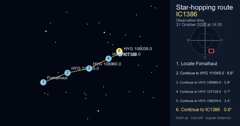 How to find IC1386 from Fomalhaut