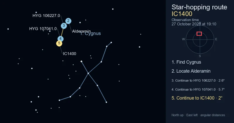 How to find IC1400 using Cygnus — Sky Tonight