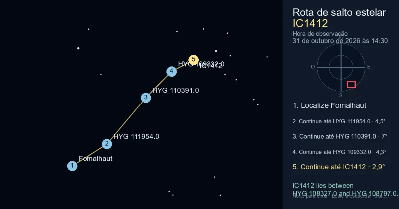Como encontrar IC1412 a partir de Fomalhaut