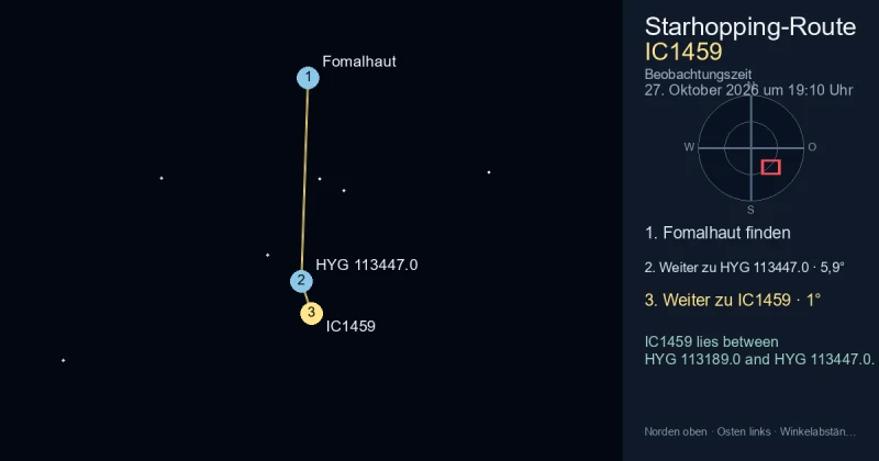 IC1459 von Fomalhaut aus finden