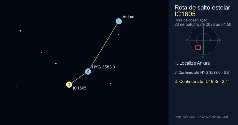 Como encontrar IC1605 a partir de Ankaa