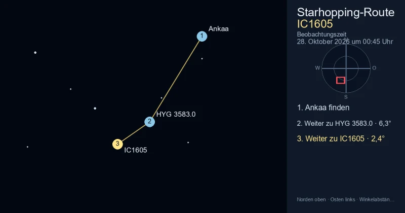 IC1605 von Ankaa aus finden