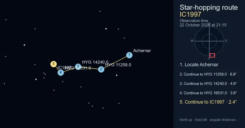 How to find IC1997 from Achernar