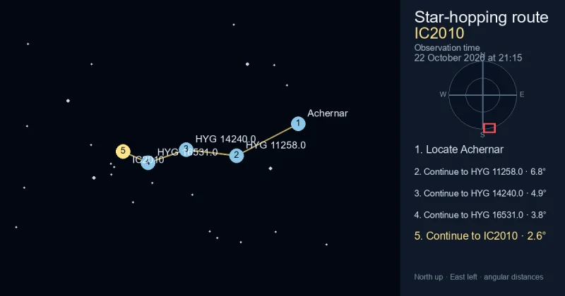 How to find IC2010 from Achernar