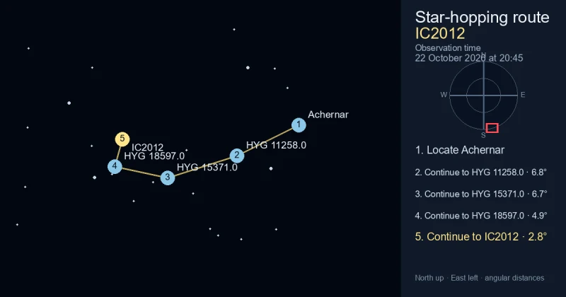 How to find IC2012 from Achernar
