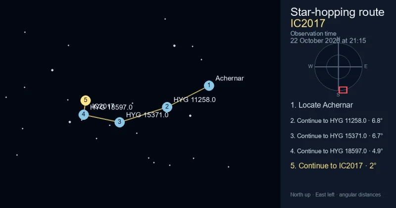 How to find IC2017 from Achernar