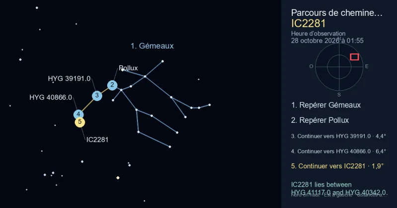 Comment trouver IC2281 avec Gémeaux