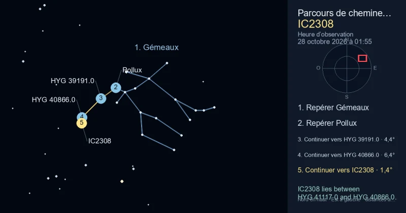 Comment trouver IC2308 avec Gémeaux