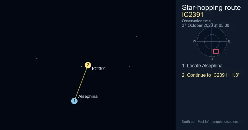 How to find IC2391 from Alsephina