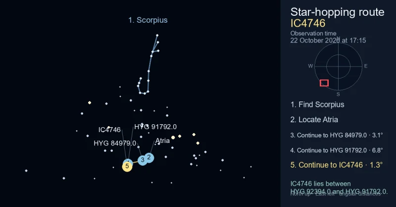 How to find IC4746 using Scorpius