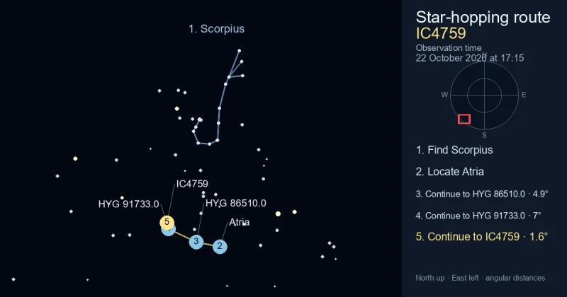 How to find IC4759 using Scorpius