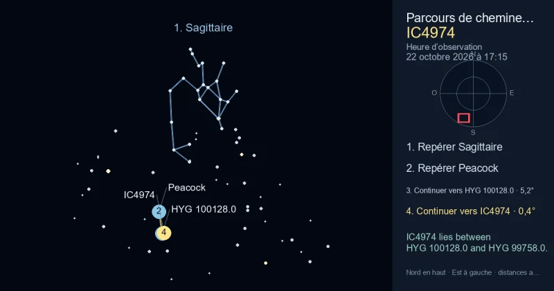Comment trouver IC4974 avec Sagittaire