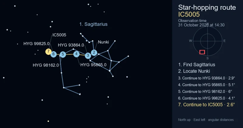 How to find IC5005 using Sagittarius