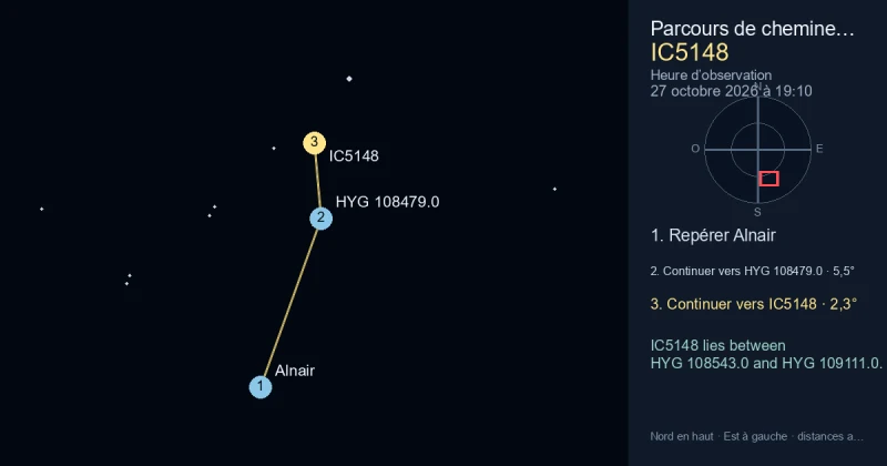 Trouver IC5148 depuis Alnair