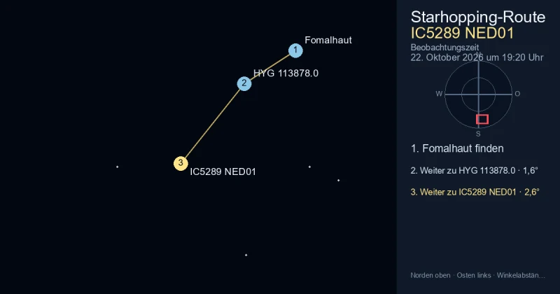 IC5289 NED01 von Fomalhaut aus finden