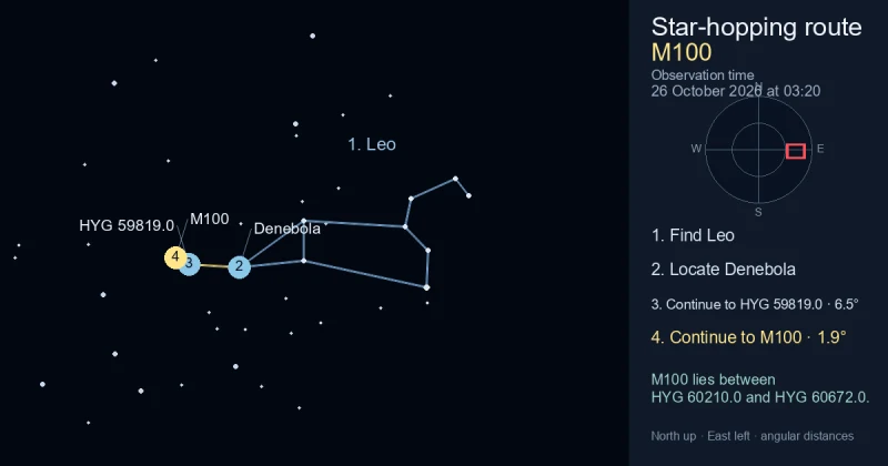 How to find M100 using Leo