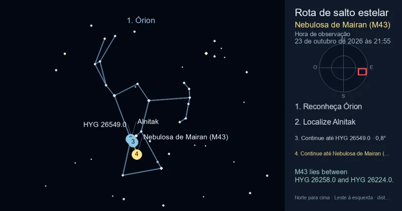 Como encontrar Nebulosa de Mairan (M43) usando Órion