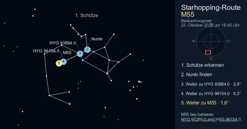 So findest du M55 mithilfe von Schütze
