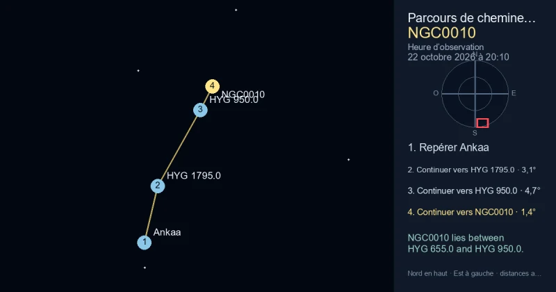 Trouver NGC0010 depuis Ankaa
