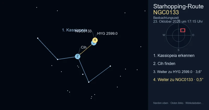 So findest du NGC0133 mithilfe von Kassiopeia