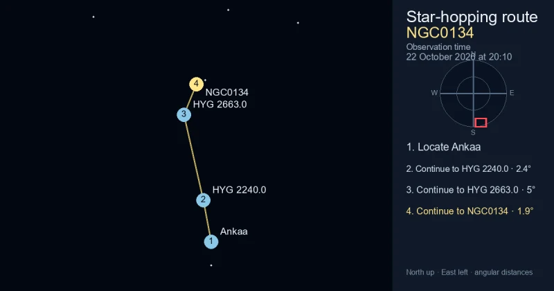 How to find NGC0134 from Ankaa