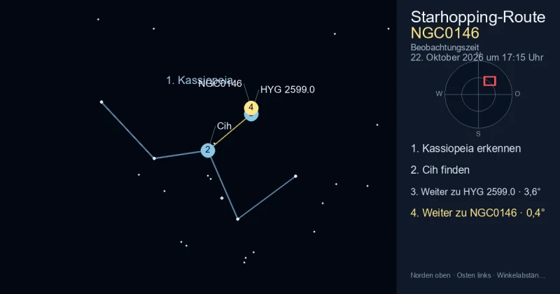 So findest du NGC0146 mithilfe von Kassiopeia