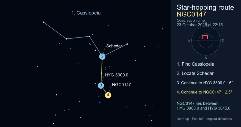 How to find NGC0147 using Cassiopeia