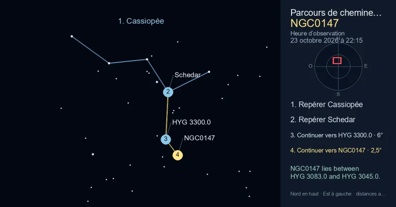Comment trouver NGC0147 avec Cassiopée