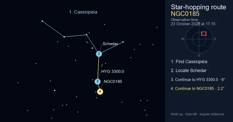 How to find NGC0185 using Cassiopeia
