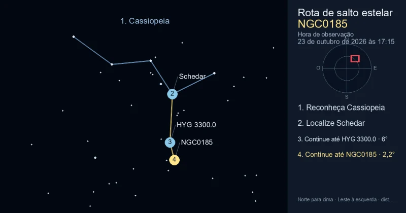 Como encontrar NGC0185 usando Cassiopeia