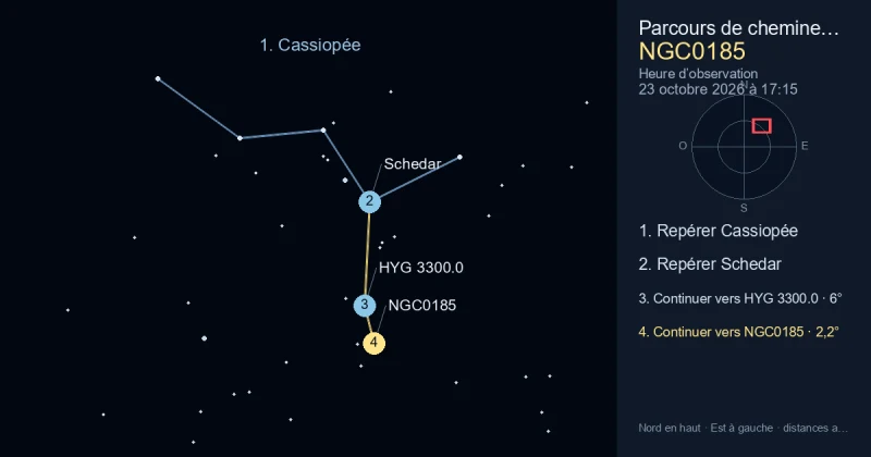 Comment trouver NGC0185 avec Cassiopée