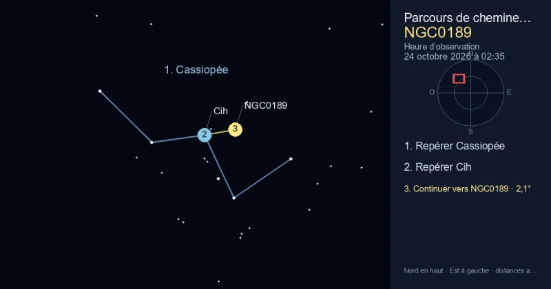 Comment trouver NGC0189 avec Cassiopée