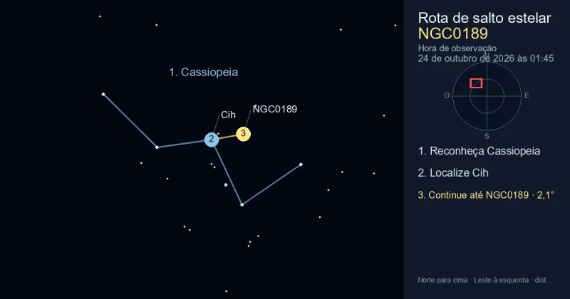 Como encontrar NGC0189 usando Cassiopeia