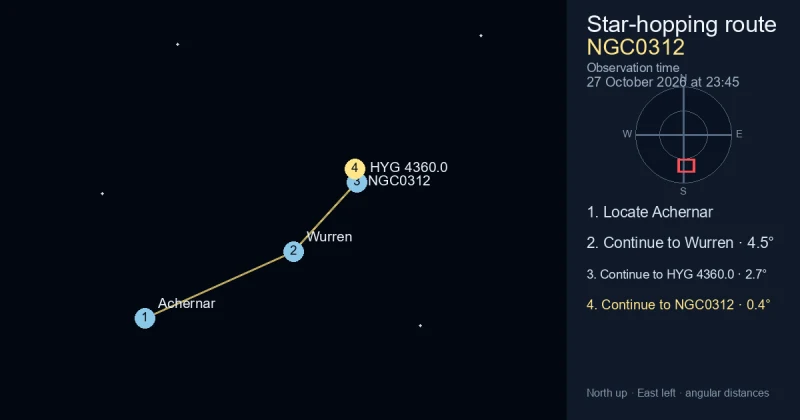 How to find NGC0312 from Achernar